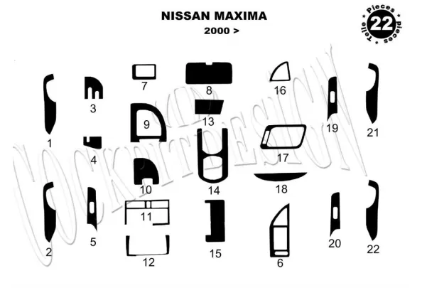 Nissan Maxima 02.00-02.04 3D Interior Dashboard Trim Kit Dash Trim Dekor 22-Parts - 1