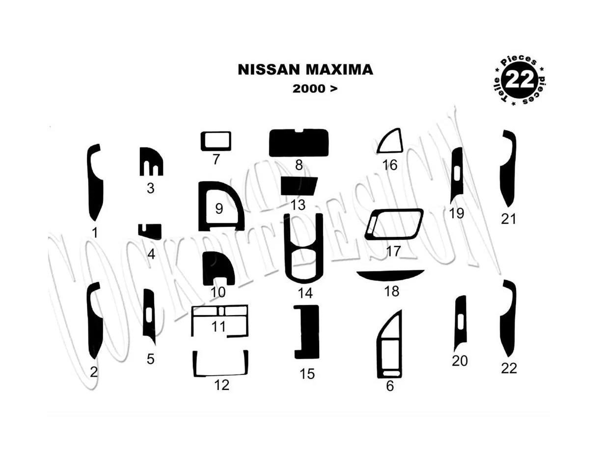 Nissan Maxima 02.00-02.04 3D Interior Dashboard Trim Kit Dash Trim Dekor 22-Parts - 1 - Interior Dash Trim Kit