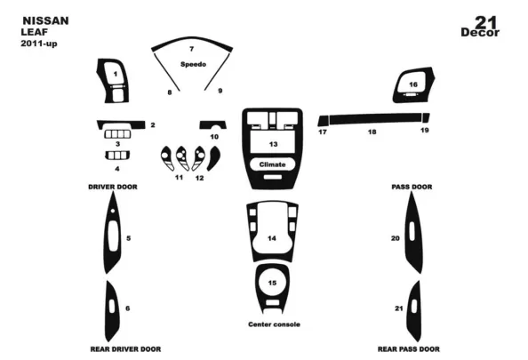 Nissan Maxima 02.95-01.00 Kit de garniture de tableau de bord intérieur 3D Dash Trim Dekor 15-Parts - 1