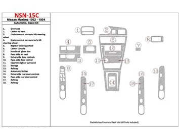 Boîte de vitesses automatique Nissan Maxima 1992-1994, ensemble de base, ensemble de 18 pièces Kit de garniture de tableau de bo