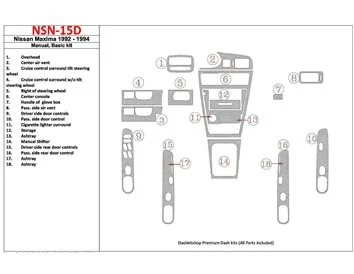Boîte de vitesses manuelle Nissan Maxima 1992-1994, ensemble de base, ensemble de 18 pièces Kit de garniture de tableau de bord 