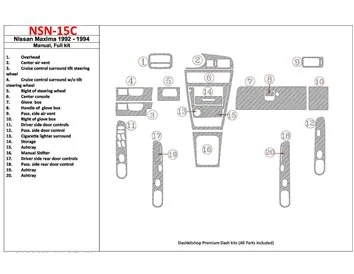 Boîte de vitesses manuelle Nissan Maxima 1992-1994, ensemble complet, ensemble de 20 pièces Kit de garniture de tableau de bord 