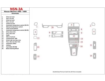 Boîte de vitesses automatique Nissan Maxima 1995-1999, kit de garnitures de tableau de bord intérieur BD 21 pièces - 1