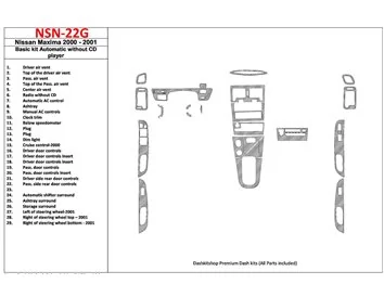 Nissan Maxima 2000-2001 Ensemble de base, boîte de vitesses automatique, radio sans lecteur CD, ensemble de 28 pièces Kit de gar