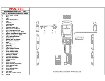 Nissan Maxima 2000-2001 Ensemble complet, Boîte de vitesses automatique, Radio sans lecteur CD, Ensemble de 40 pièces Intérieur 