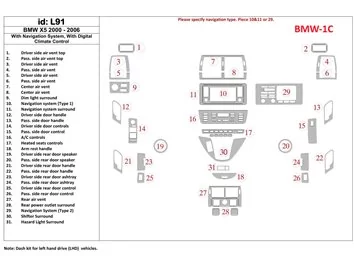 BMW X5 2000-2006 Avec système NAVI Intérieur BD Dash Trim Kit - 1