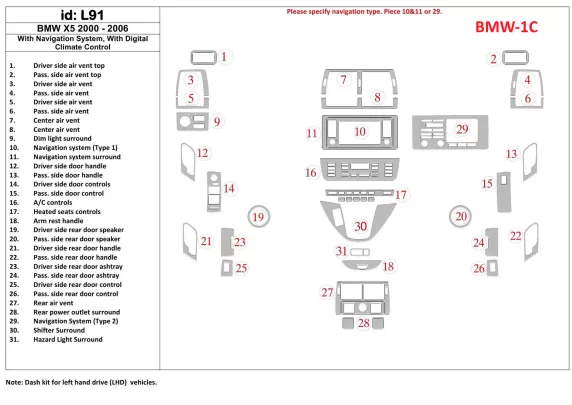 BMW X5 2000-2006 With NAVI system Interior BD Dash Trim Kit - 1 - Interior Dash Trim Kit BMW X5 2000-2006 With NAVI system Interior BD Dash Trim Kit - 1 - Interior Dash Trim Kit