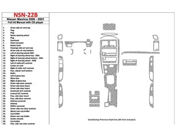 Nissan Maxima 2000-2001 Ensemble complet, boîte de vitesses manuelle, radio avec lecteur CD, ensemble de 39 pièces Kit de garnit