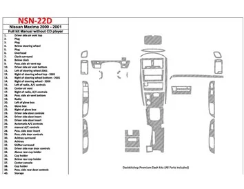 Ensemble complet Nissan Maxima 2000-2001, boîte de vitesses manuelle, radio sans lecteur CD, ensemble de 40 pièces Kit de garnit