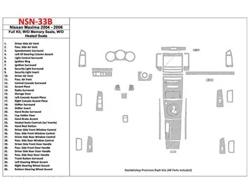 Nissan Maxima 2004-2006 Ensemble complet, vitesse automatique, sans sièges à mémoire, sans sièges chauffants intérieur BD Dash T