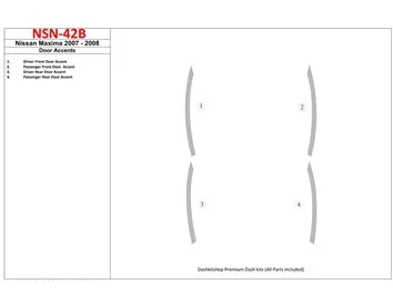 Nissan Maxima 2007-2008 Doors Accent Interior BD Dash Trim Kit - 1