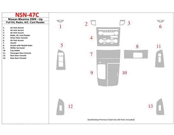 Nissan Maxima 2009-UP Ensemble complet, radio, A/C, lecteur de carte intérieur BD Dash Trim Kit - 1