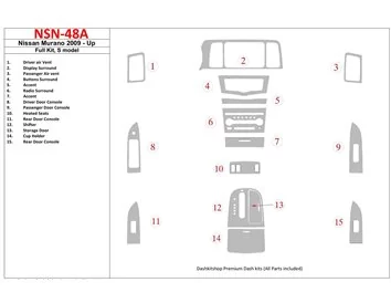 Nissan Murano 2009-UP Full Set, S model Interior BD Dash Trim Kit - 1