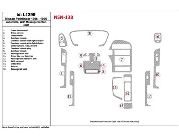 Boîte de vitesses automatique Nissan Pathfinder 1996-1999, avec centre de messages, 4 roues motrices, kit de garniture de tablea