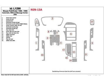 Nissan Pathfinder 1996-1999 Boîte de vitesses automatique, sans centre de messages, 2 roues motrices, ensemble de 16 pièces Kit 