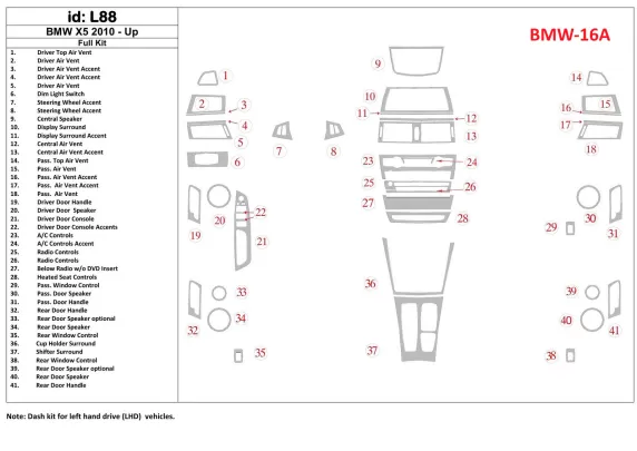 BMW X5 2010-UP Volledige set interieur BD dashboardafwerkingsset - 1
