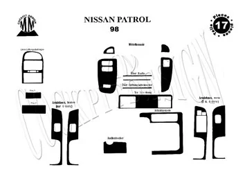 Nissan Patrol 03.1998 Kit de garniture de tableau de bord intérieur 3D Dash Trim Dekor 17-Parts - 1