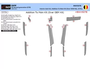 BMW X5 E70 2009-2014 Kit de garniture de tableau de bord intérieur BD 19 pièces - 1