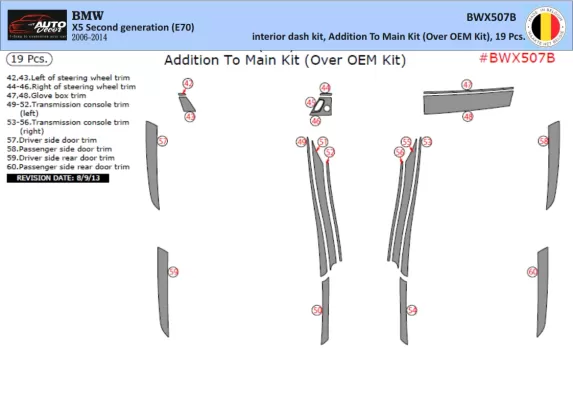 BMW X5 E70 2009-2014 Hoofdset Interieur BD Dash Trim Kit 19st - 1 BMW X5 E70 2009-2014 Hoofdset Interieur BD Dash Trim Kit 19st - 1