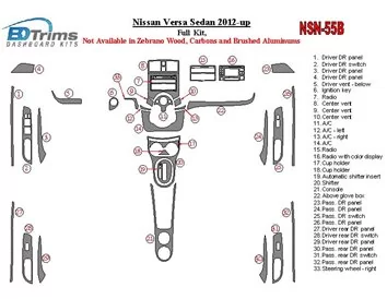 Nissan Versa 2012-UP Kit complet de garnitures de tableau de bord intérieur BD - 1
