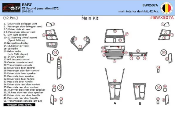 BMW X5 E70 2009-2014 Main Set Interior BD Dash Trim Kit 42pcs - 1 - Interior Dash Trim Kit BMW X5 E70 2009-2014 Main Set Interior BD Dash Trim Kit 42pcs - 1 - Interior Dash Trim Kit