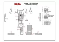 Nissan Z350 2003-2005 Ensemble complet, kit de garniture de tableau de bord intérieur BD à engrenage automatique - 2 Nissan Z350 2003-2005 Ensemble complet, kit de garniture de tableau de bord intérieur BD à engrenage automatique - 2