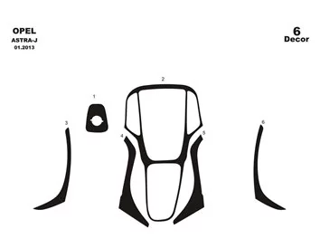 Opel Astra J 01.2013 Kit de garniture de tableau de bord intérieur 3D Dash Trim Dekor 8-Parts - 1