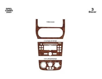 Opel Combo 01.2008 3D Interior Dashboard Trim Kit Dash Trim Dekor 3-Parts - 1 - Interior Dash Trim Kit
