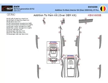 BMW X6 E71 2008-2014 Inleg dashboard Interieurset aansluitend en pasgemaakt op he 27 -Teile - 1