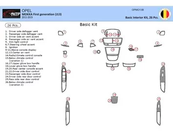 Opel Mokka ab 2012 Kit de garniture de tableau de bord intérieur 3D Dash Trim Dekor 26-Parts - 1