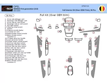 Opel Mokka ab 2012 Kit de garniture de tableau de bord intérieur 3D Dash Trim Dekor 35-Parts - 1