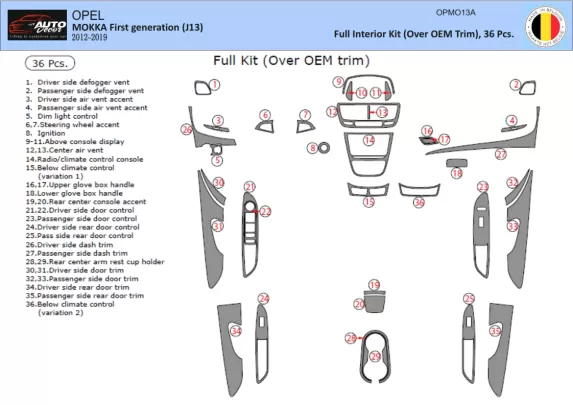 Opel Mokka ab 2012 3D Interior Dashboard Trim Kit Dash Trim Dekor 35-Parts - 1 - Interior Dash Trim Kit Opel Mokka ab 2012 3D Interior Dashboard Trim Kit Dash Trim Dekor 35-Parts - 1 - Interior Dash Trim Kit