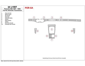 Porsche 968 1987-1994 Full Set, Automatic Gear Interior BD Dash Trim Kit - 1