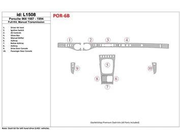 Porsche 968 1987-1994 Full Set, Manual Gear Box Interior BD Dash Trim Kit - 1