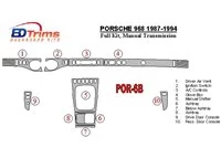 Porsche 968 1987-1994 Full Set, Manual Gear Box Interior BD Dash Trim Kit - 3