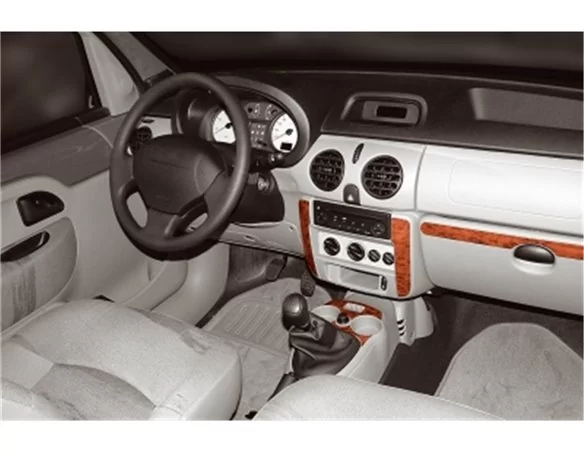 Renault Kangoo-Nissan Kubistar 06.98-09.08 Kit de garniture de tableau de bord intérieur 3D Dash Trim Dekor 10-Parts - 1