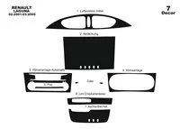 Renault Laguna 02.01-03.05 Kit de garnitures de tableau de bord intérieur 3D Dash Trim Dekor 7-Parts - 2 Renault Laguna 02.01-03.05 Kit de garnitures de tableau de bord intérieur 3D Dash Trim Dekor 7-Parts - 2
