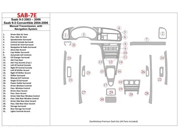 Saab 9-3 2003-2006 Handgeschakelde versnellingsbak, met NAVI interieur BD Dash Trim Kit - 1