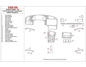 Ensemble complet Saab 9-5 2006-UP, vitesse automatique, sans NAVI intérieur BD garniture de tableau de bord - 1