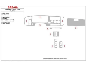 Saab 900 1987-1993 Full Set Interior BD Dash Trim Kit - 1 - Interior Dash Trim Kit