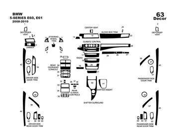 BMW Serie E60 2008-2010 Inleg dashboard Interieurset aansluitend en pasgemaakt op he 63 -Teile - 1