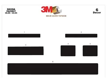 Skoda Favorit 06.89-04.95 3D Interior Dashboard Trim Kit Dash Trim Dekor 6-Parts - 1 - Interior Dash Trim Kit