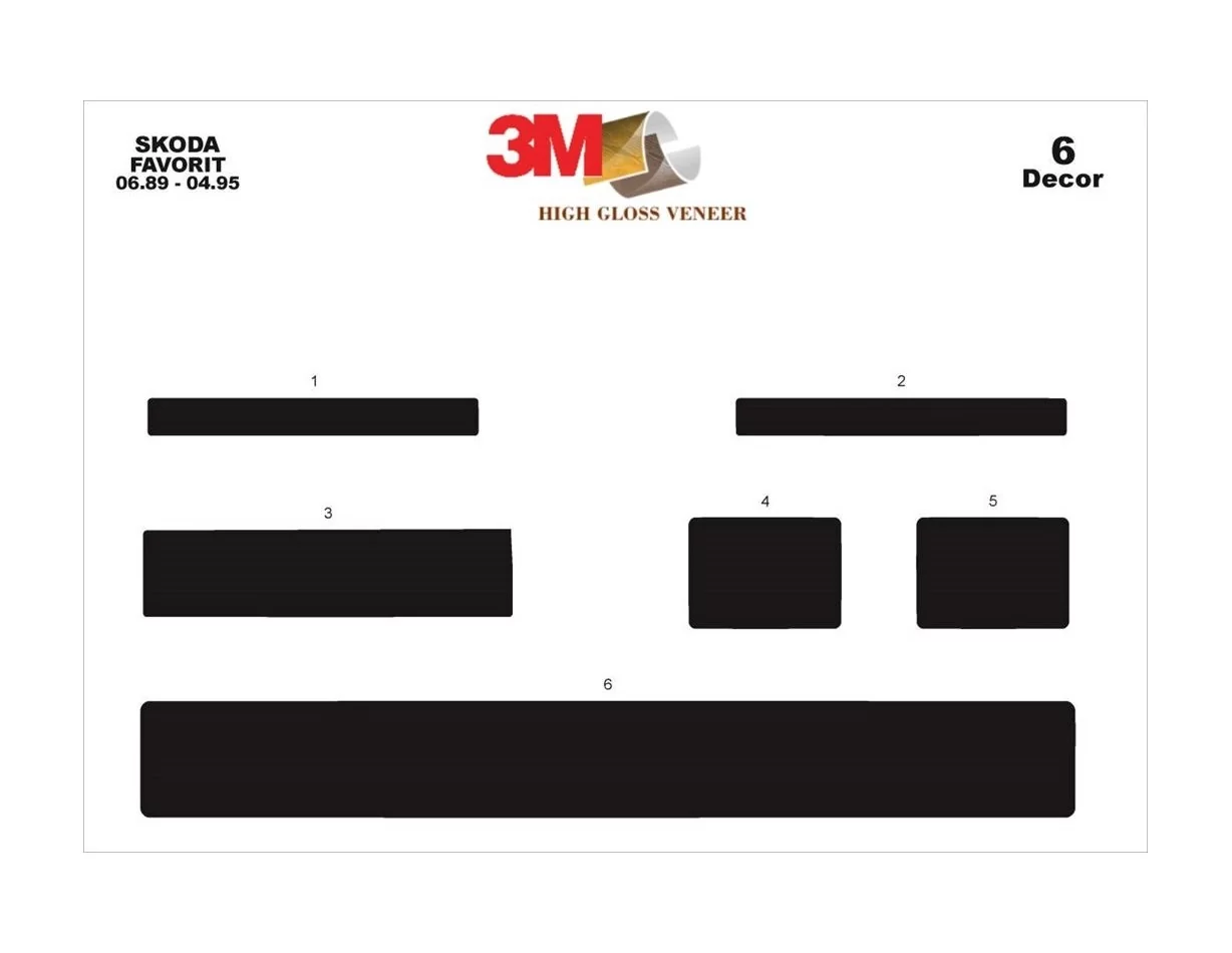 Skoda Favorit 06.89-04.95 3D Interior Dashboard Trim Kit Dash Trim Dekor 6-Parts - 1 - Interior Dash Trim Kit