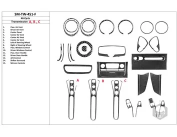 Smart Fortwo 451 2007-2015 Inleg dashboard Interieurset aansluitend en pasgemaakt op he 40 -Teile - 1