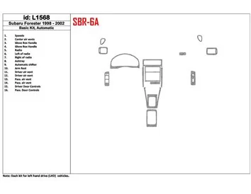 Subaru Forester 1998-2002 Boîte de vitesses automatique, ensemble de base, ensemble de 16 pièces Kit de garniture de tableau de 