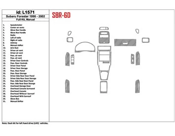 Subaru Forester 1998-2002 handgeschakelde versnellingsbak, volledige set, 31-delige set interieur BD dashboardafwerkingsset - 1