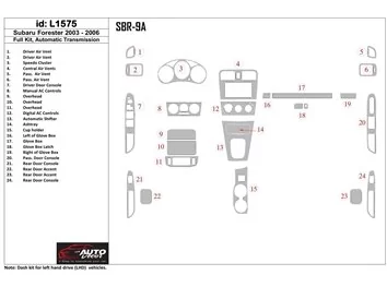 Subaru Forester 2003-2006 Volledige set, automatische versnellingsbak Interieur BD Dash Trim Kit - 1