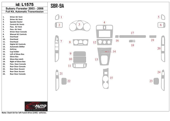 Subaru Forester 2003-2006 Full Set, Automatic Gear Interior BD Dash Trim Kit - 1 - Interior Dash Trim Kit Subaru Forester 2003-2006 Full Set, Automatic Gear Interior BD Dash Trim Kit - 1 - Interior Dash Trim Kit