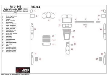 Subaru Forester 2007-2008 Volledige set, automatische versnelling, automatische AC Interieur BD Dash Trim Kit - 1
