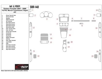 Subaru Forester 2007-2008 Volledige set, automatische versnelling, handmatige versnellingsbak AC Interieur BD Dash Trim Kit - 1